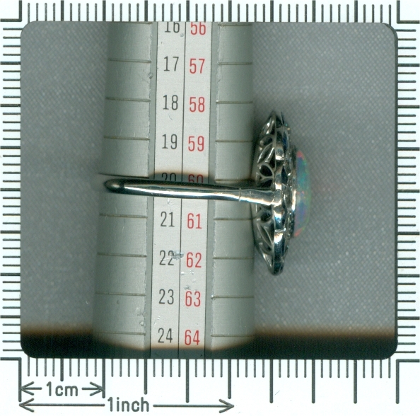 Estate opal engagement ring diamond sapphire platinum (image 7 of 21)
